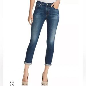 AG Adriano Goldschmied Mid Blue Cropped Jeans